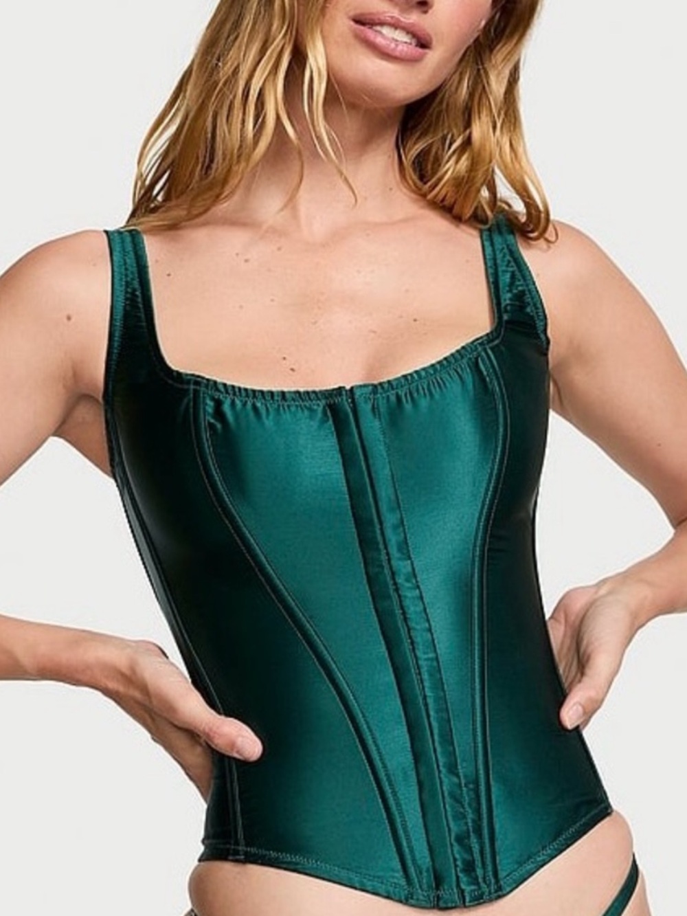 Victoria's Secret Silk Emerald Corset Bustier